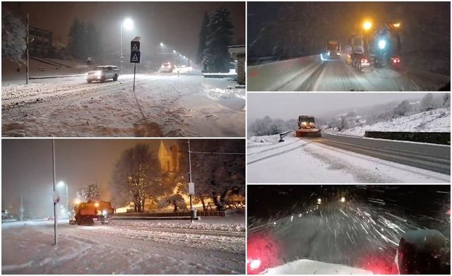54 de utilaje de deszăpezire sunt pe șosele din centrul țării, unde ninge abundent