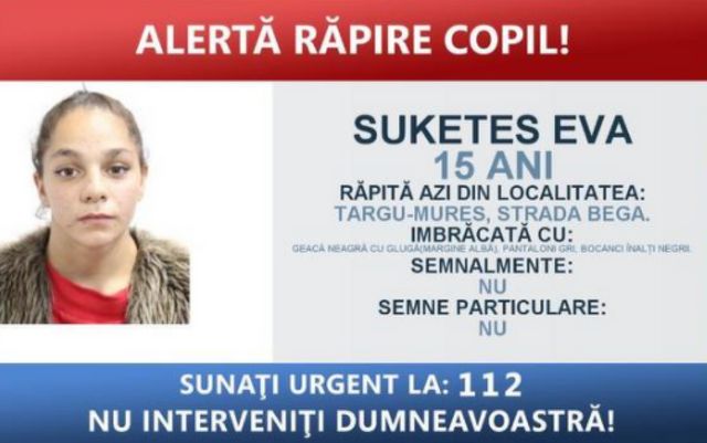 Fată de 15 ani, răpită de pe o stradă din Târgu Mureș și băgată cu forța în mașină de persoane necunoscute