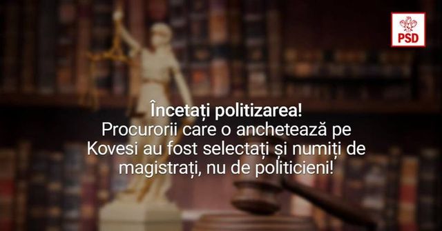 PSD reclamă politizarea anchetei penale împotriva Codruței Kovesi