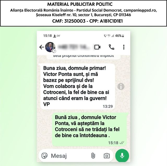 PSD îl acuză pe Victor Ponta că a furat baza de date cu primarii partidului și că le trimite mesaje. Capturile publicate