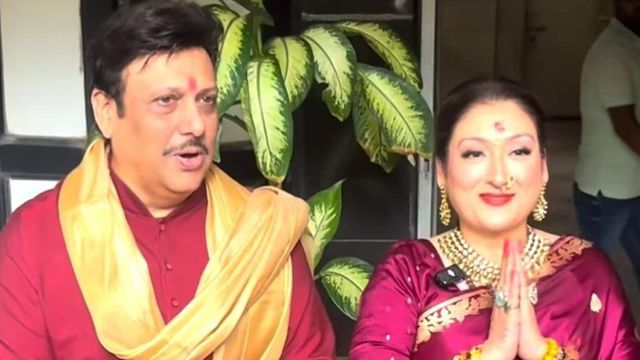 Govinda and wife Sunita Ahuja welcome Ganpati Bappa home, twin for Ganesh Chaturthi amid divorce rumours; watch