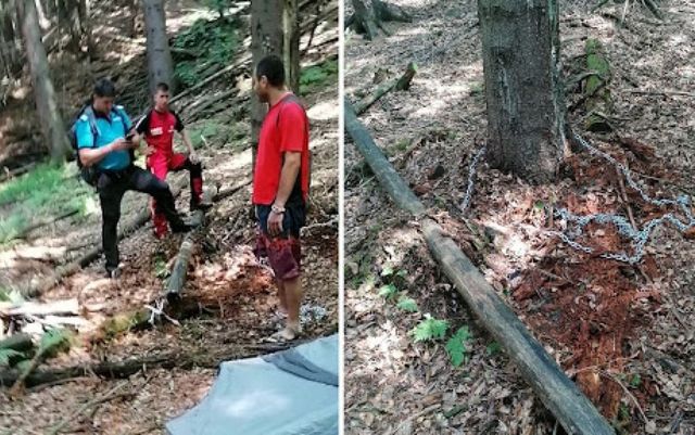 Un tânăr a strigat două zile de foame, în munții Parâng, după ce s-a legat cu lanțul de un copac și a aruncat cheia