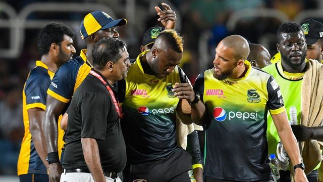 Andre Russell suffers brutal blow on helmet in CPL