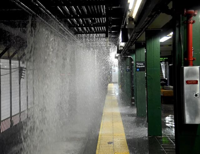 Inundație spectaculoasă la cea mai cunoscută stație de metrou din New York
