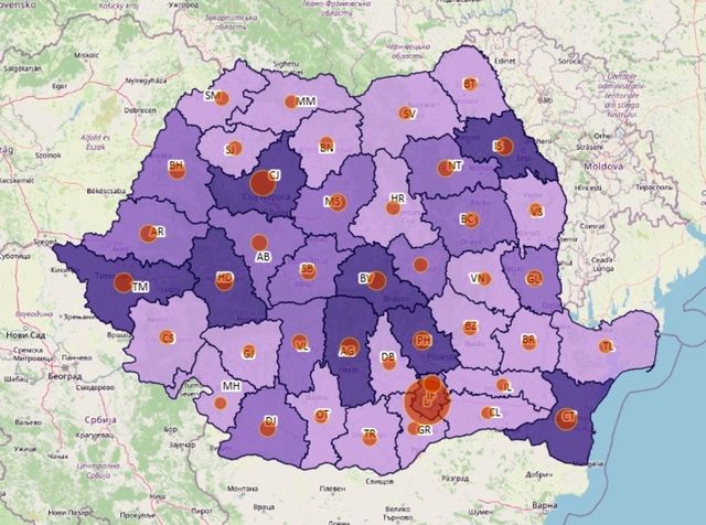 Topul județelor după noua raportare de cazuri COVID-19: București și Cluj, lideri detașați la cazuri noi / Constanța și Timiș, în top