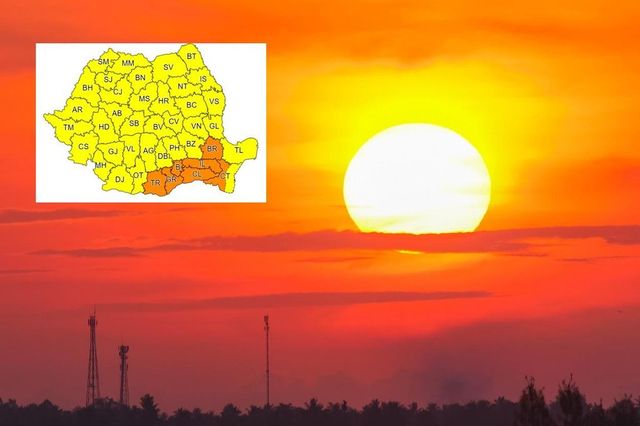 Alertă meteo Cod portocaliu și galben de caniculă în toată România. Iată harta județelor