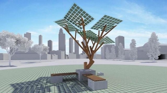 ″Солнечные деревья”: На Чеканах появилась первая уличная зарядная станция