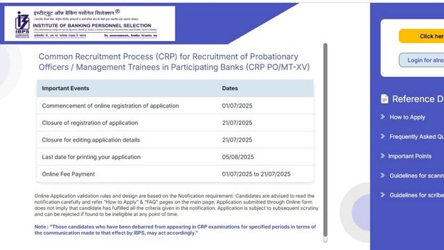 IBPS PO 2025 registration begins for 5208 vacancies, link to apply
