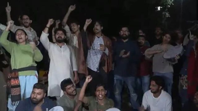 Six JNU students booked after clashes with police during protest march