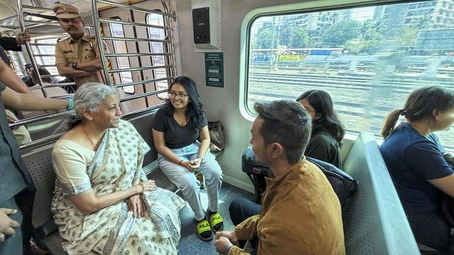 Finance minister Sitharaman travels by Mumbai local train