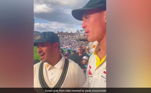 What did you say, mate? Marnus Labuschagne and Usman Khawaja confronts a spectator at The Oval