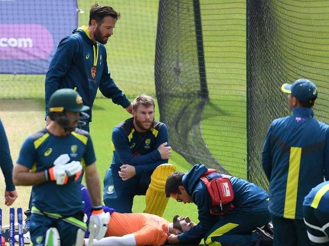 Australia net session halted as bowler is hospitalised after getting hit on head by Warner’s shot