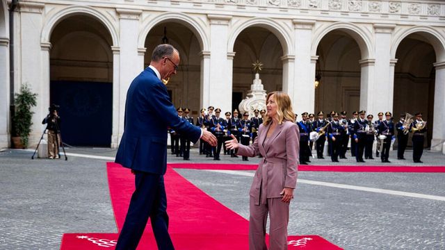 Meloni riceve il cancelliere Merz a Palazzo Chigi