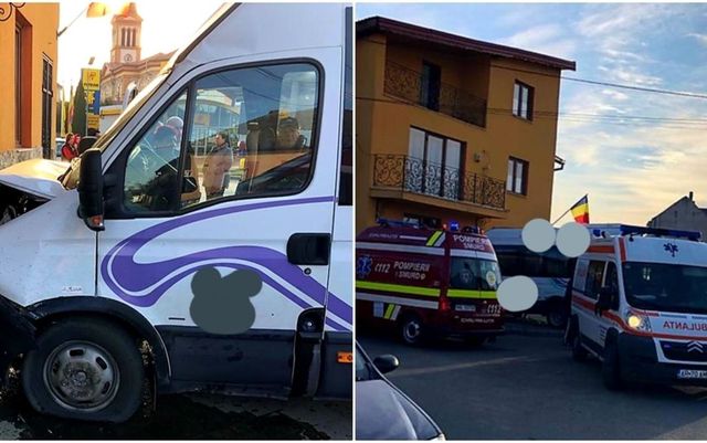 Un microbuz cu 10 călători a intrat într-o casă, la Lipova, șoferului i s-a făcut rău