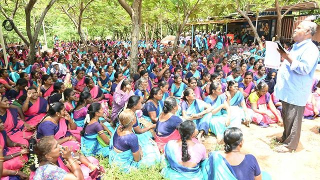 Anganwadi workers stage sit-in protest in Thoothukudi