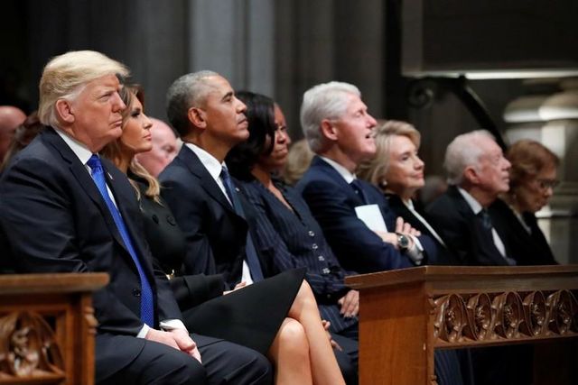 No chumminess between Trump, former presidents at George Bush funeral