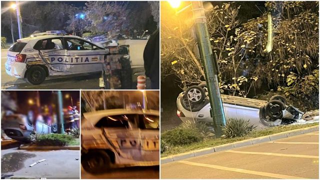 Mașină de Poliție implicată într-un accident, în Mamaia, în timpul urmării unui șofer vitezoman