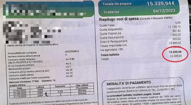 Anziana riceve bolletta sbagliata da 15mila euro, ha un malore e finisce in rianimazione a Sanremo
