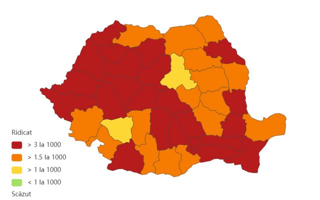 București a raportat și azi cele mai multe cazuri noi de coronavirus. Constanța și Ilfov, singurele județe cu rata de infectare peste 7