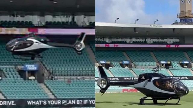 Watch: David Warner arrives in a helicopter at the SCG