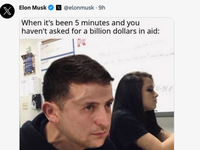 Musk su X dileggia Zelensky,'sono 5 minuti che non chiede aiuti'