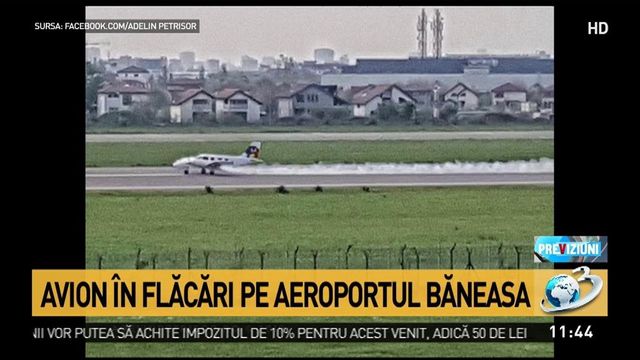 Avion în flăcări pe Aeroportul din Băneasa