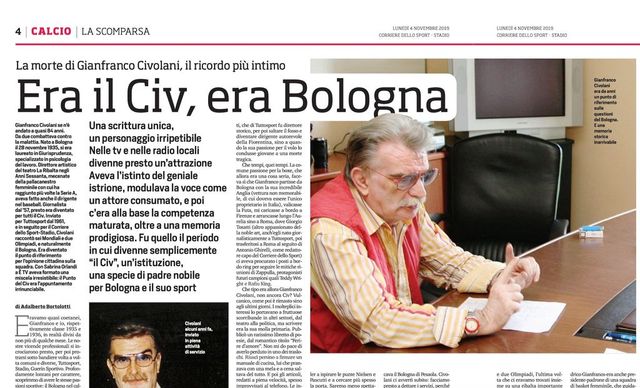 Addio al Civ, Bologna piange il decano del giornalismo sportivo