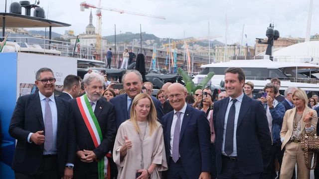 La premier Meloni arrivata al Salone Nautico di Genova