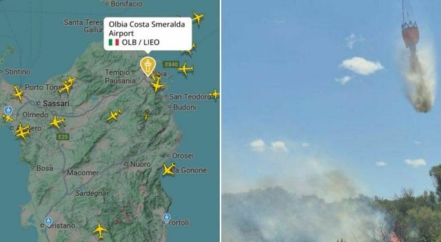 Fiamme vicino all'aeroporto di Olbia, voli dirottati
