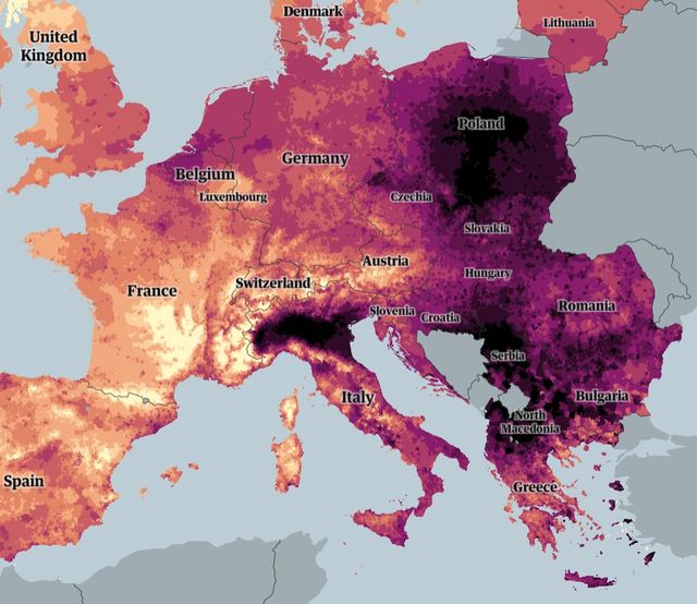 Aproape toată populația Europei respiră aer toxic