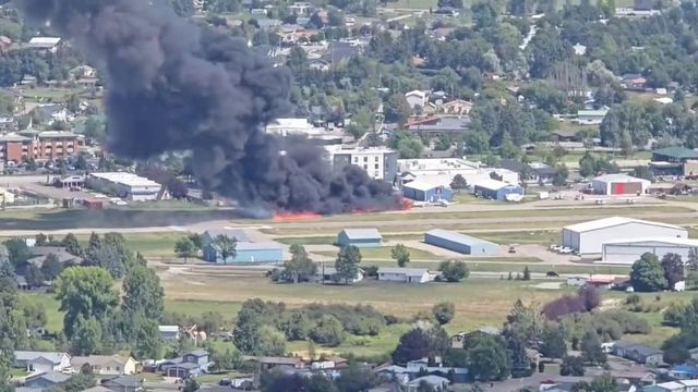 Plane collides with parked aircraft during Montana landing, causing fire