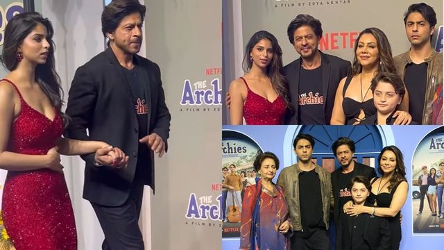 SRK With Gauri, Aryan And AbRam - Suhana's Cheer Squad At The Archies Screening