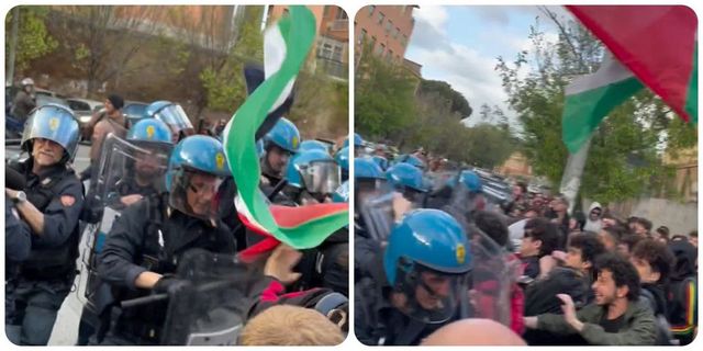 Corteo pro Palestina alla Sapienza di Roma, scontri tra studenti e polizia