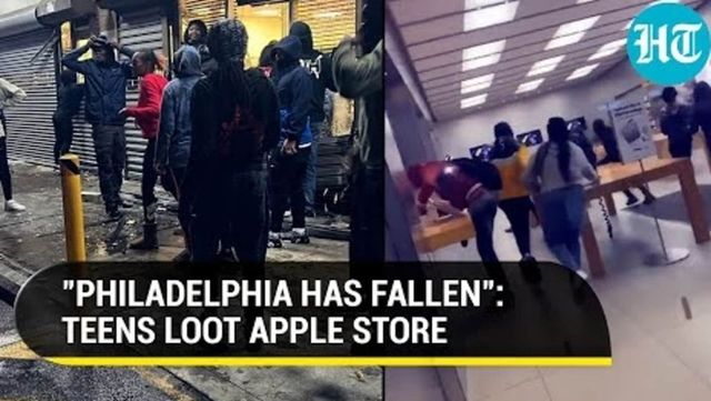 People shouting Free iPhone loot Apple Store, Apple uses same iPhones to identify looters and alert cops