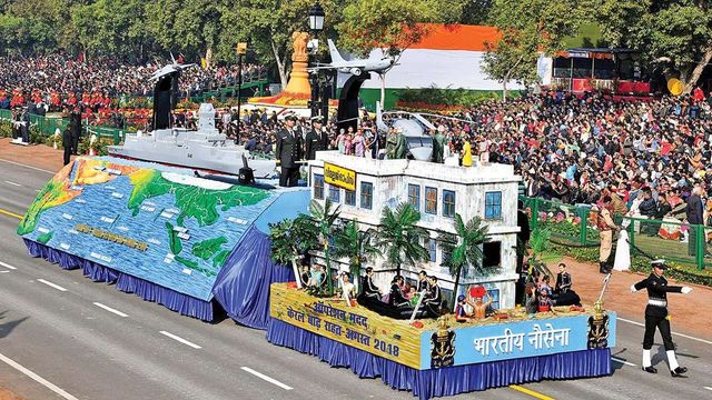 Relief and Rescue Operation During Kerala Floods Theme of Indian Navy Tableau