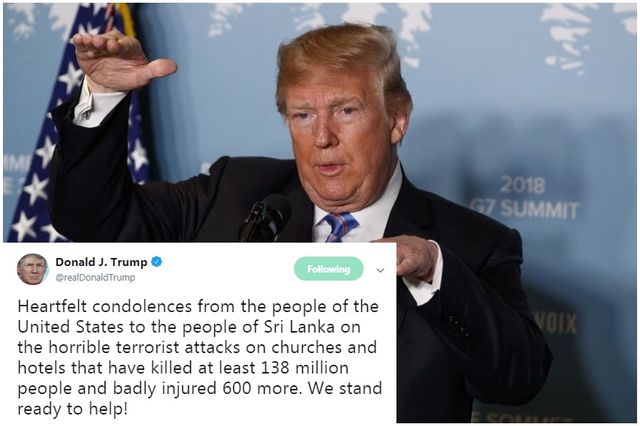 Trump tweets ’138 million’ killed in Sri Lankan blasts, gets trolled