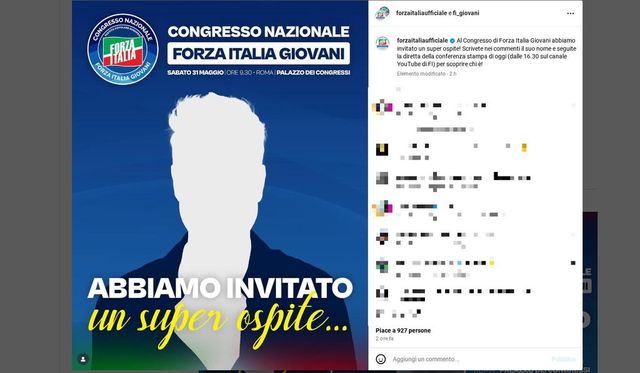 Fedez ospite al Congresso nazionale dei giovani di Forza Italia