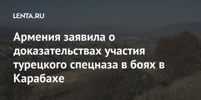 Ереван заявил о доказательствах участия спецназа Турции в боях в Карабахе