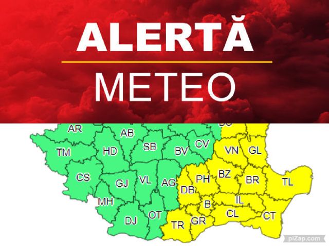 Cod galben de ploi, furtuni și vijelii în 15 județe din țară. Zonele vizate de avertizare