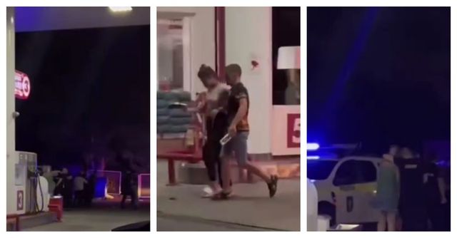 Scandal și îmbrânceli nocturne în capitală: Mai multe persoane s-au luat la bătaie într-o stație Peco