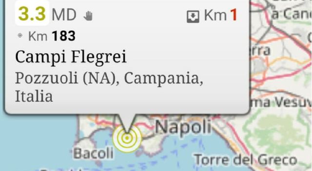 Nuova scossa di magnitudo 3.3 ai Campi Flegrei