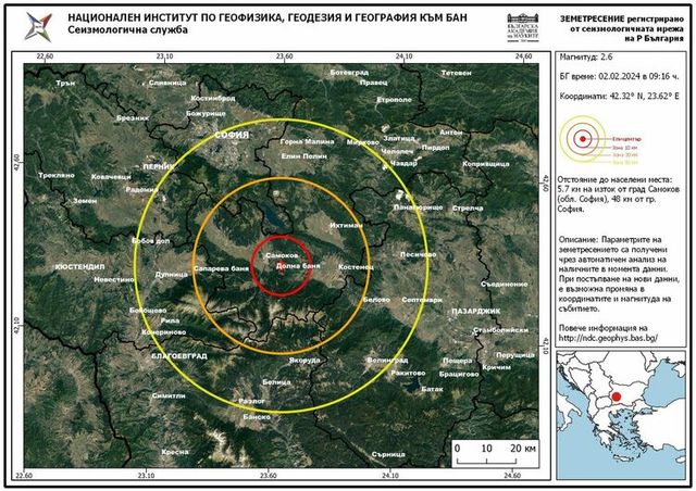 Слабо земетресение бе регистрирано край Самоков - Труд