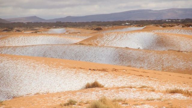 Cum arată ninsoarea în deșertul Sahara