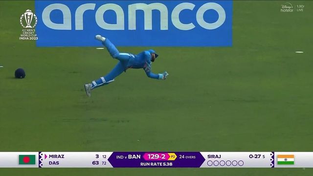 Watch: KL Rahul takes a superb one-handed diving catch to dismiss Mehidy Hasan Miraz in IND vs BAN clash