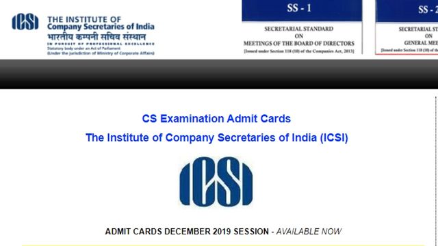 ICSI December 2019 exam admit card released; check for direct link
