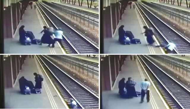 Falsele măicuțe din Vaslui au împins un bărbat pe linia de cale ferată