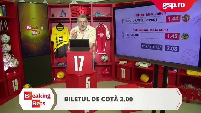 Biletul de cotă 2 propus în emisiunea Breaking Bets: Vezi meciurile de azi!