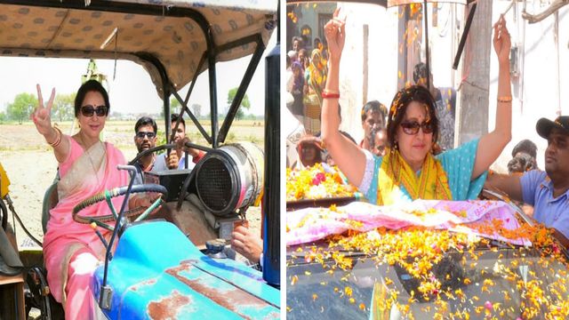 Hema Malini ditches Mercedes, climbs on tractor for Lok Sabha 2019 election campaigning