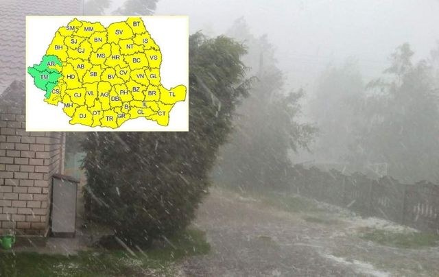 Alerte meteo: Coduri galben de ploi torențiale și vânt în 17 județe, apoi în toată țara