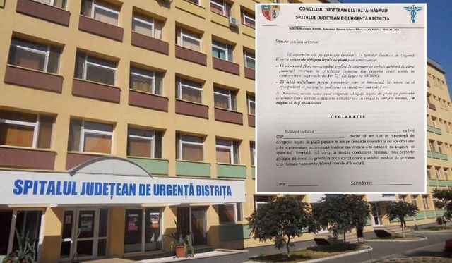 Pacienții internați la spitalul din Bistrița sunt puși să semneze că nu dau mită
